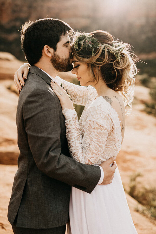 White Lace Tulle Long Sleeves Beach Wedding Dresses, Bridal Dress, MW570 | cheap lace wedding dress | bridal dress | cheap wedding dresses online | www.musebridals.com