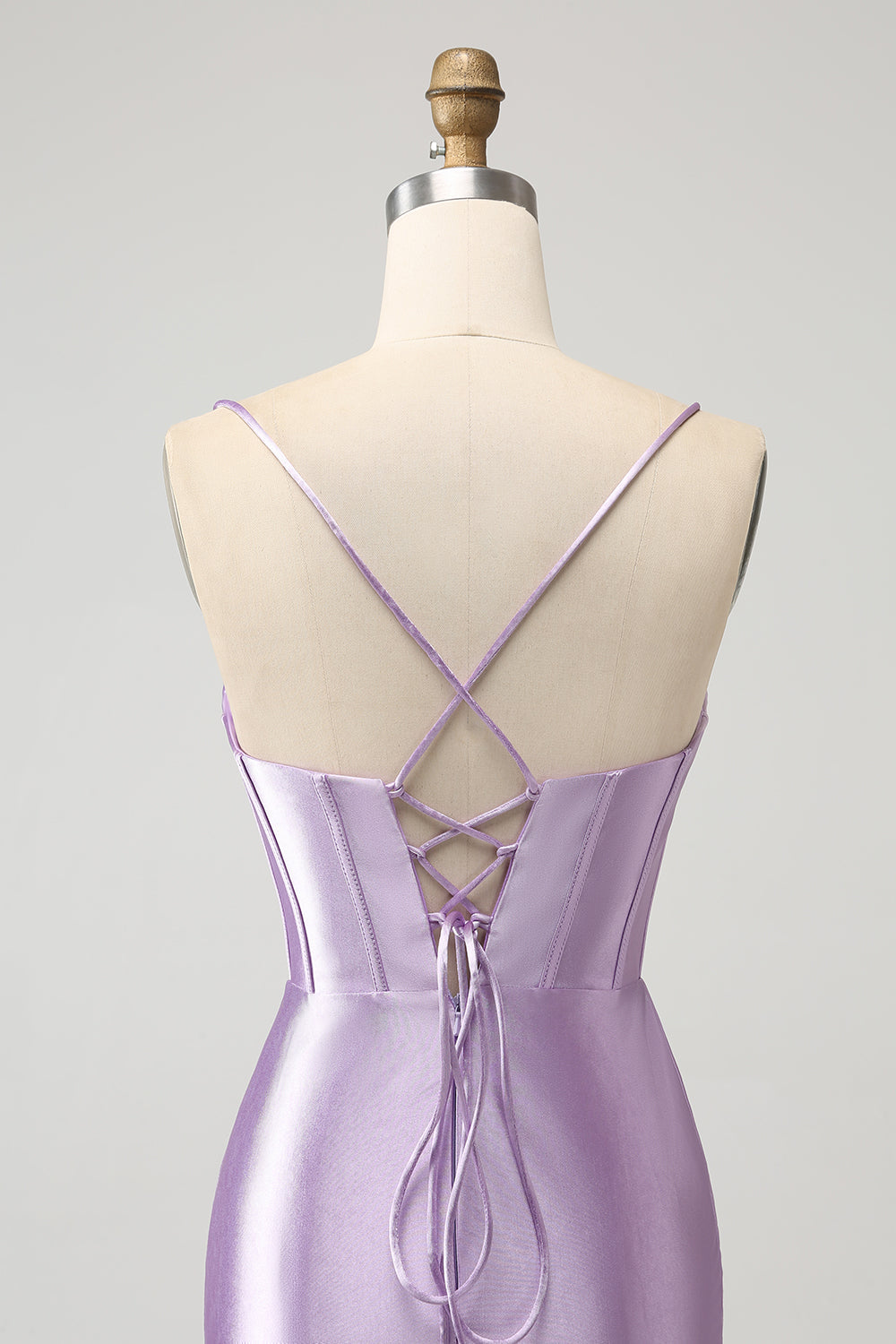 Lilac Bodycon Spaghetti Straps Corset Satin Short Homecoming Dress