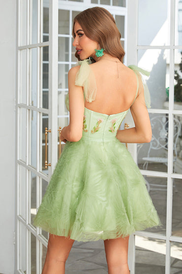 Green A Line Sweetheart Short Homecoming Dress with Appliques