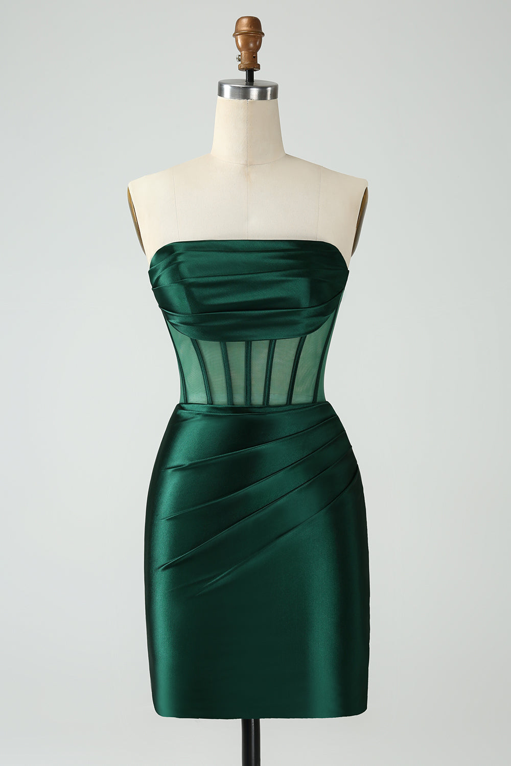 Dark Green Bodycon Strapless Corset Short Homecoming Dress