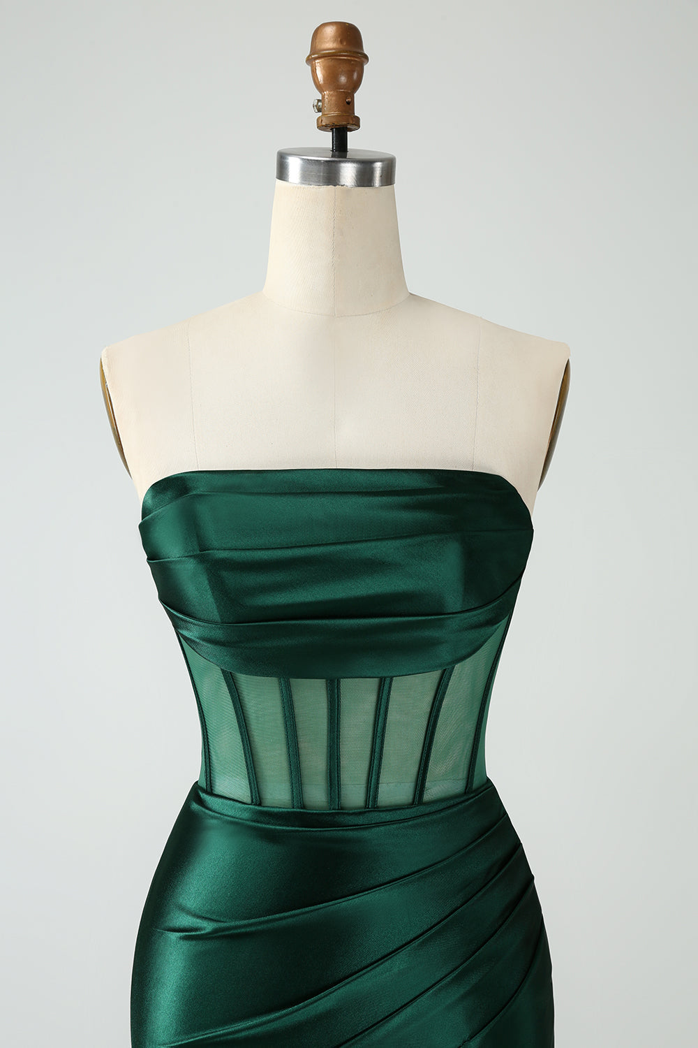 Dark Green Bodycon Strapless Corset Short Homecoming Dress