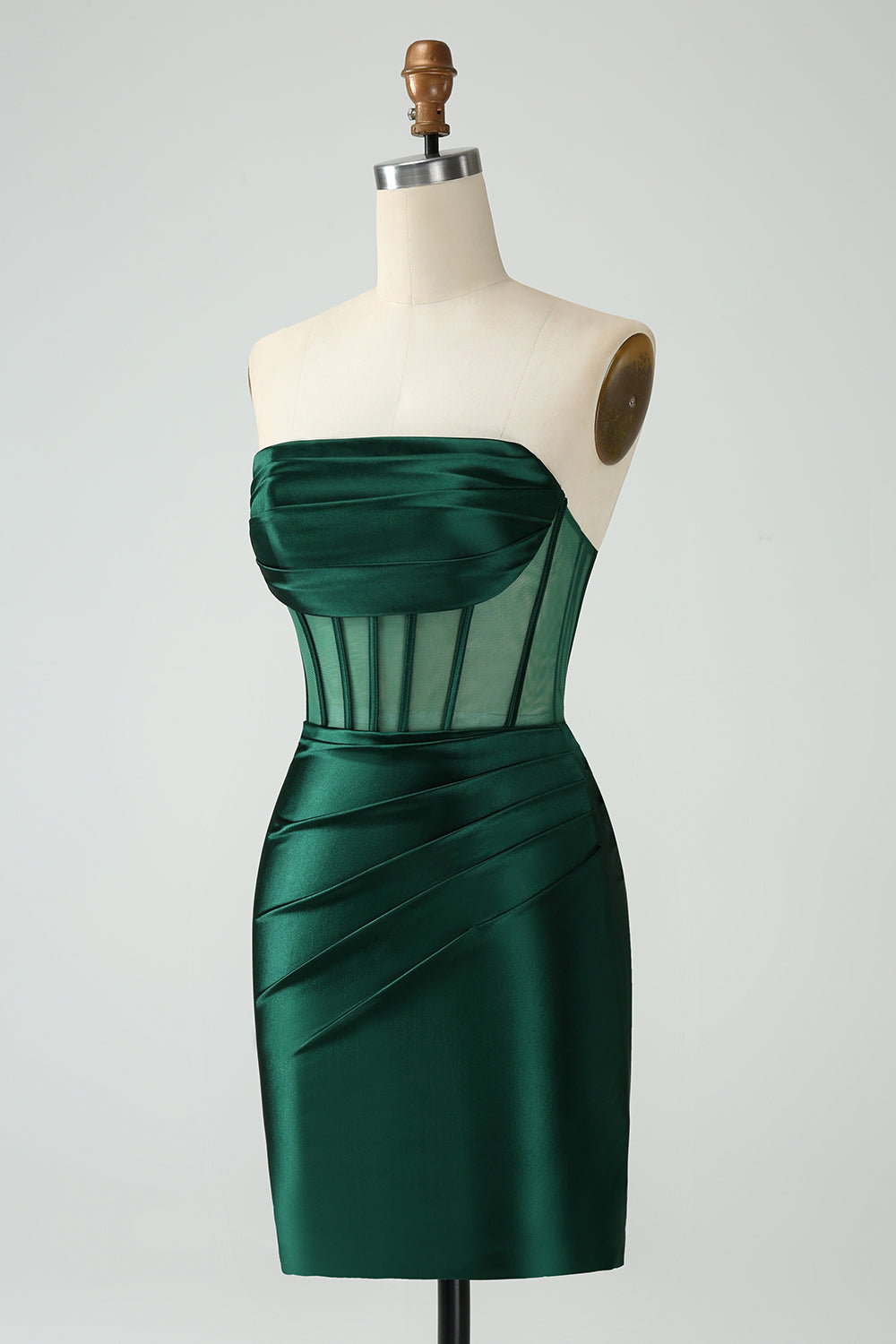 Dark Green Bodycon Strapless Corset Short Homecoming Dress