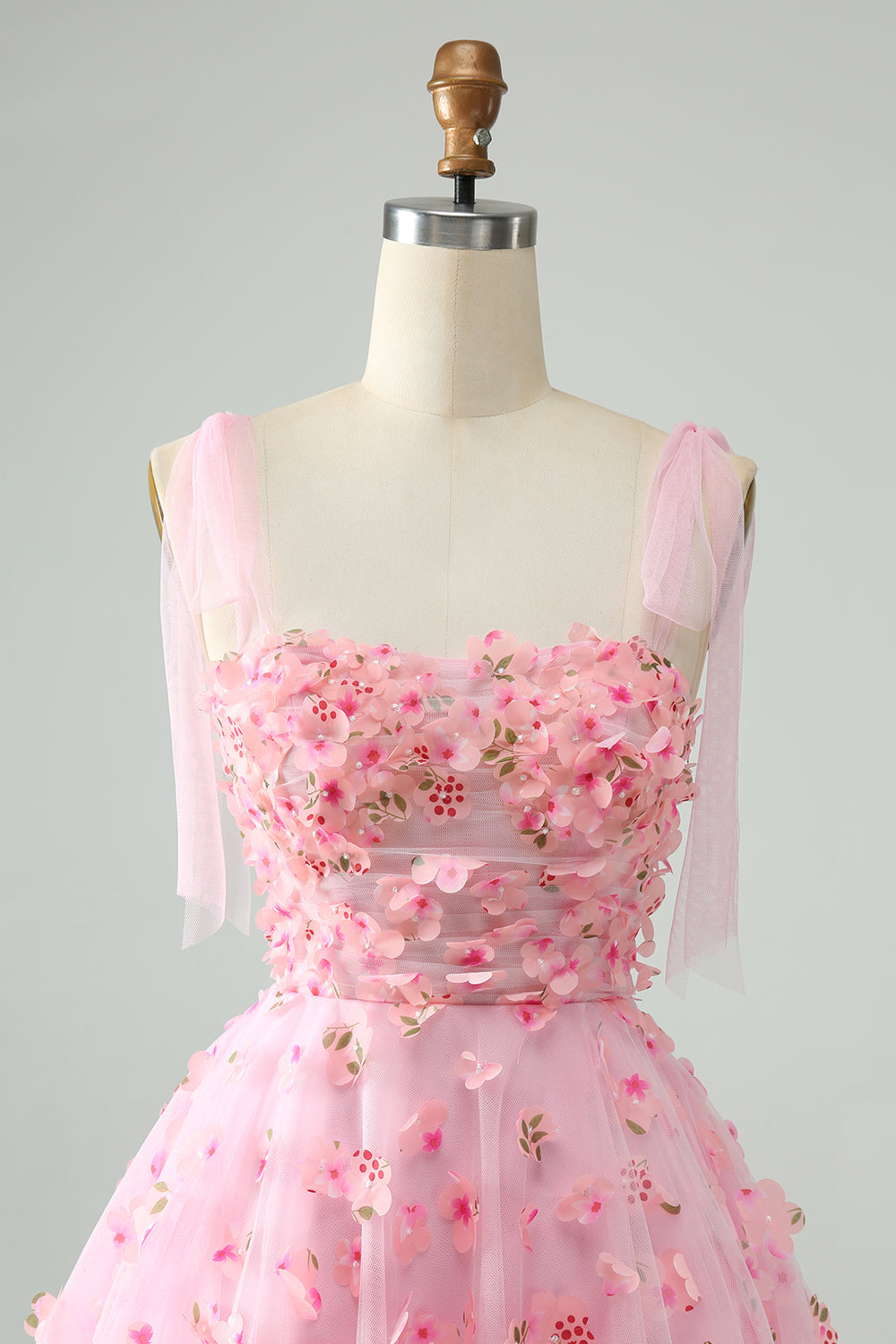 Cute Pink A Line Pearls Corset Short Homecoming Dress with Appliques Flower