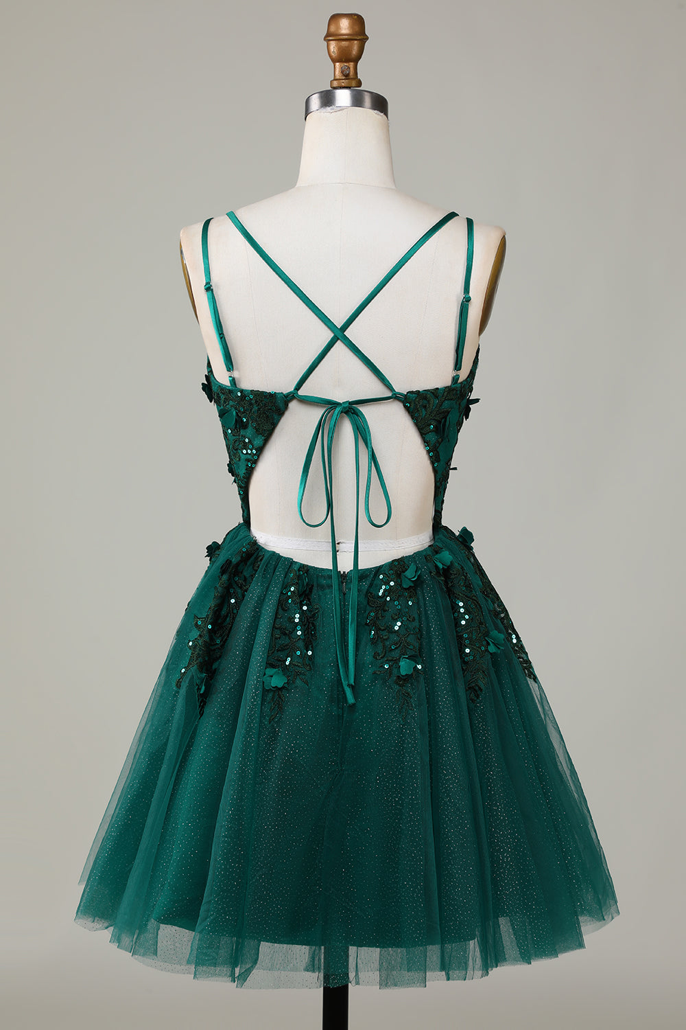 Dark Green Stylish A Line Spaghetti Straps Short Homecoming Dress with Beading