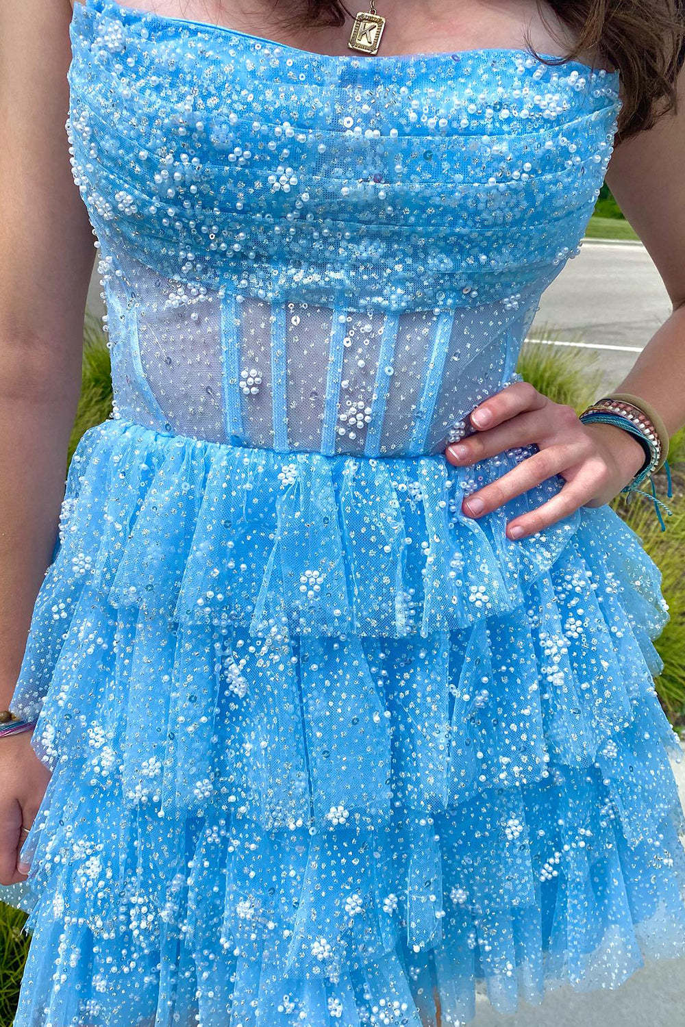 Willow | A Line Strapless Tiered Homecoming Dress