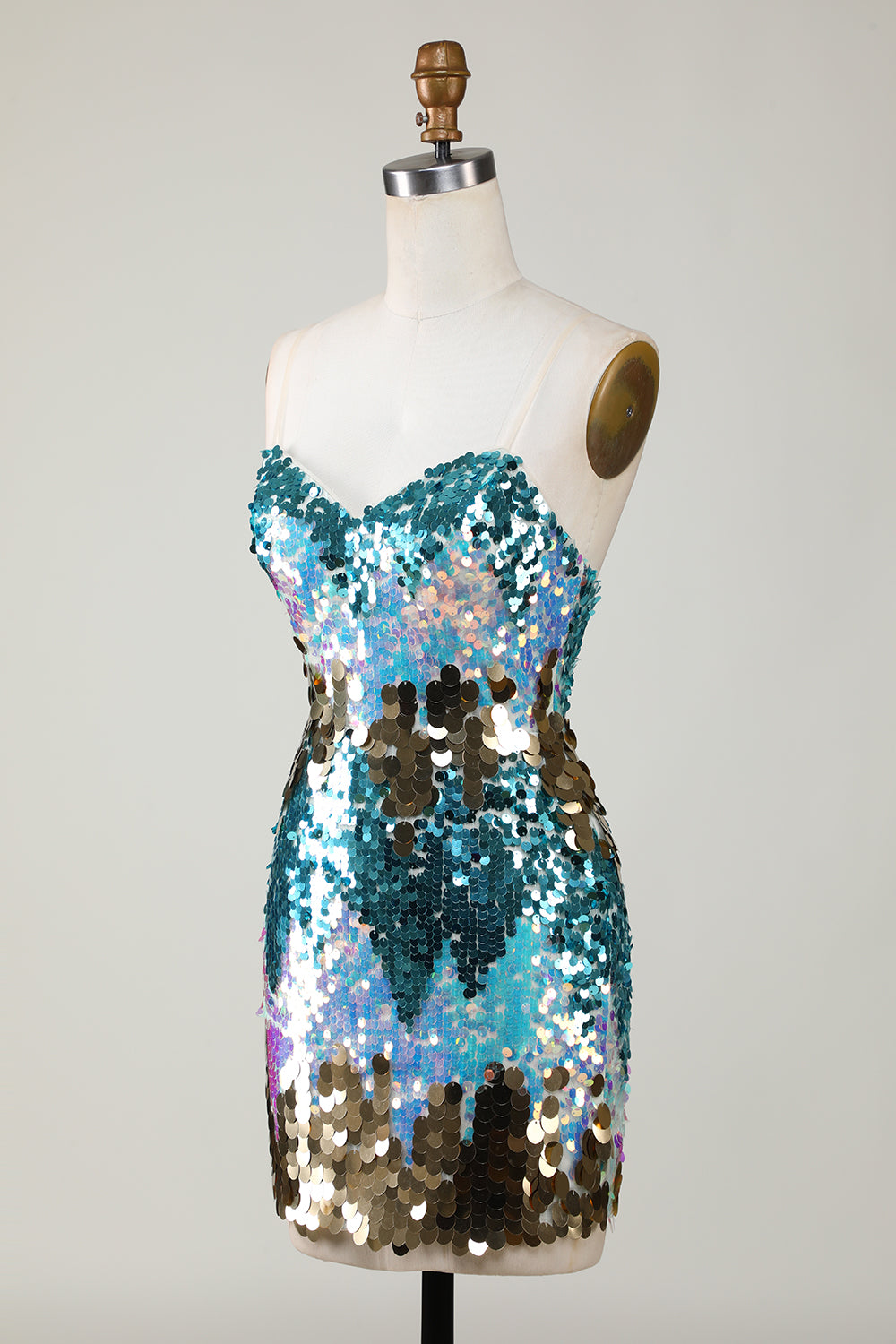 Sparkly Blue Sheath Sweetheart Sequin Tight Short Homecoming Dress