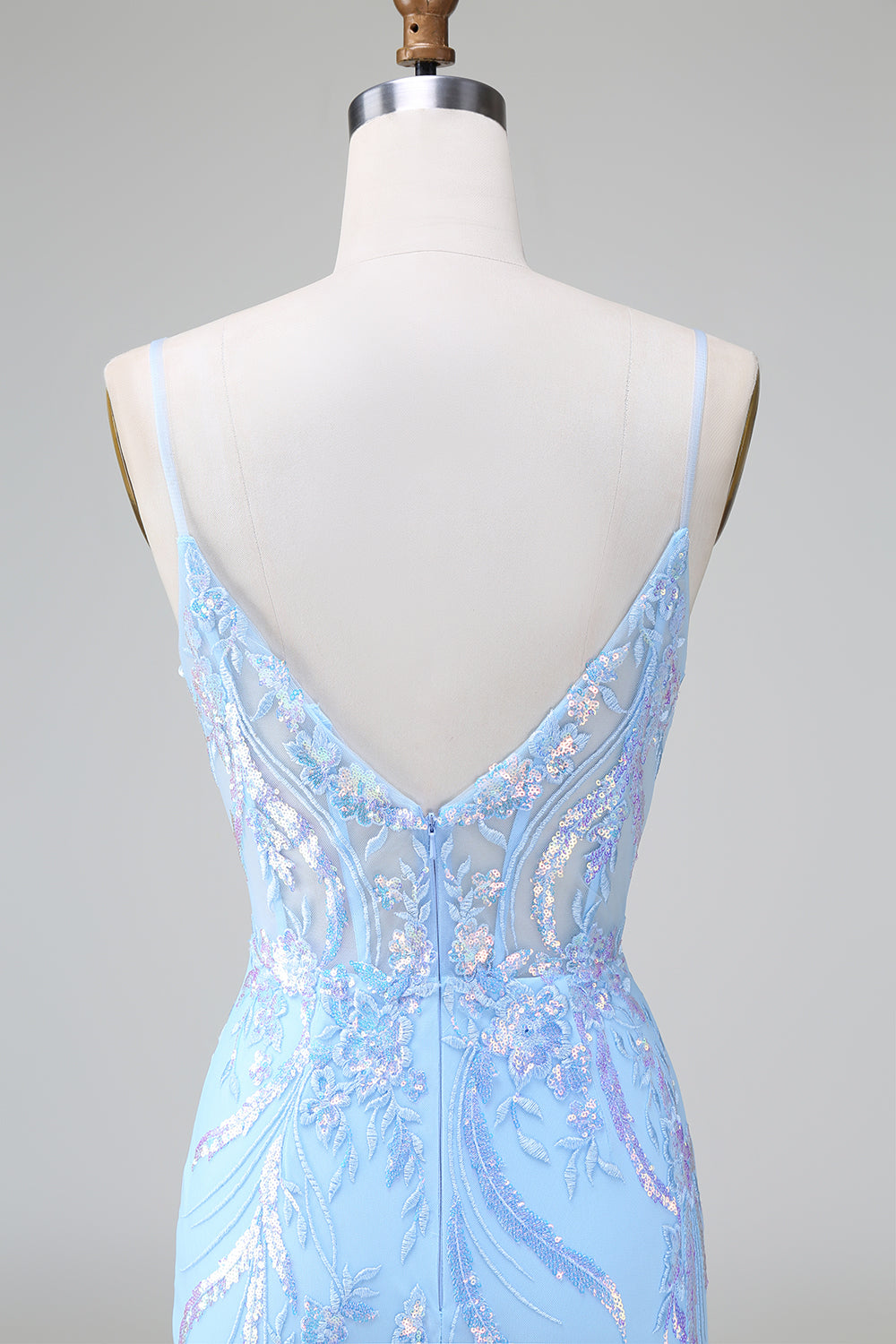 Sparkly Lilac Blue Bodycon Backless Corset Short Homecoming Dress with Sequins