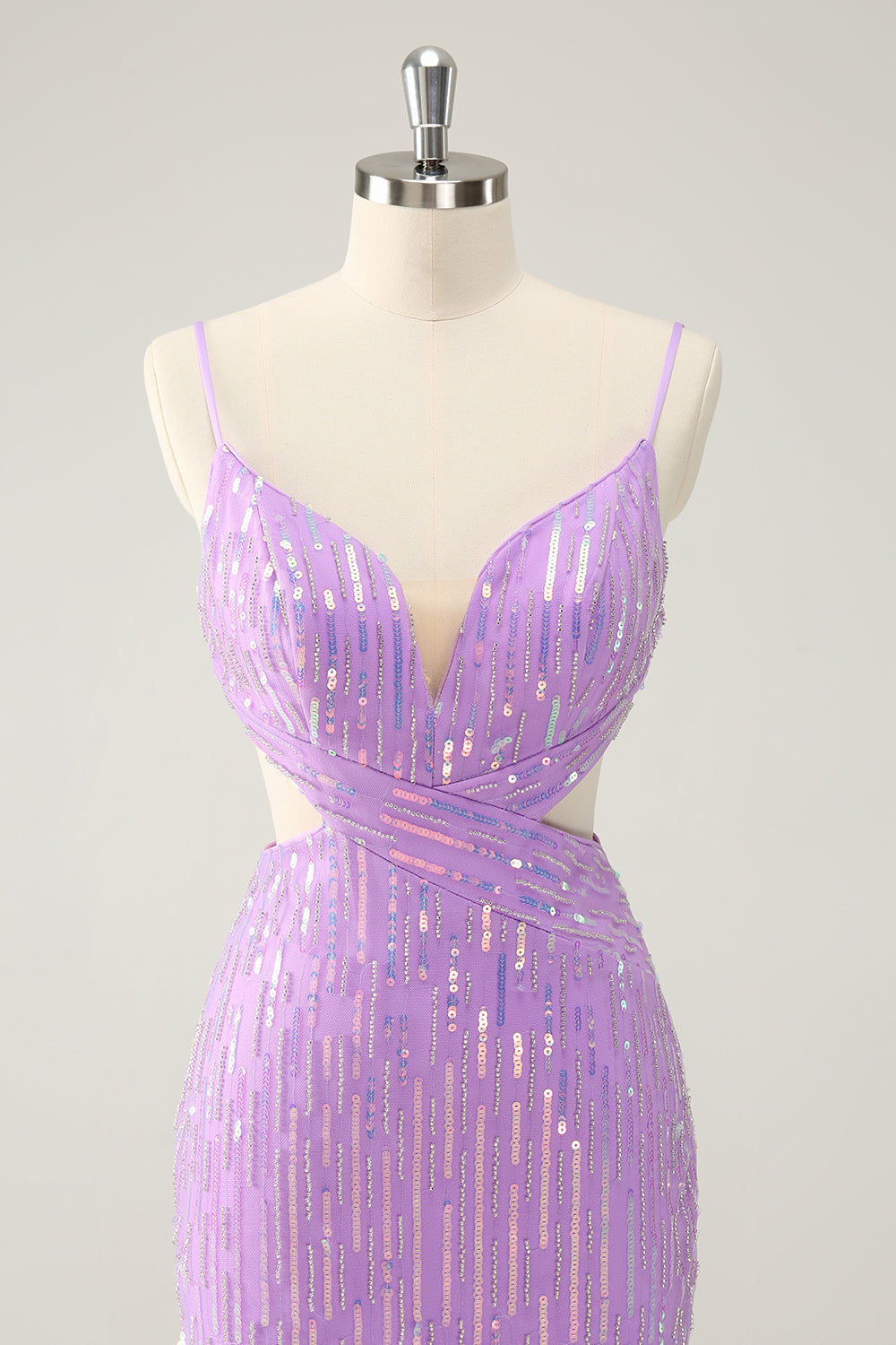 Glitter Purple Bodycon Lace Up Back Short Homecoming Dress with Sequins