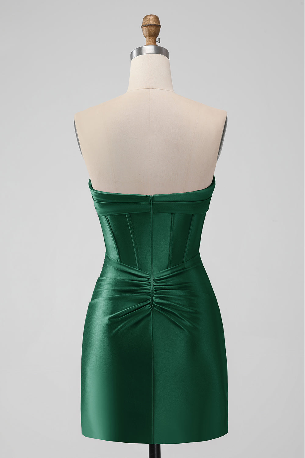 Dark Green Bodycon Sweetheart Pleated Corset Short Homecoming Dress