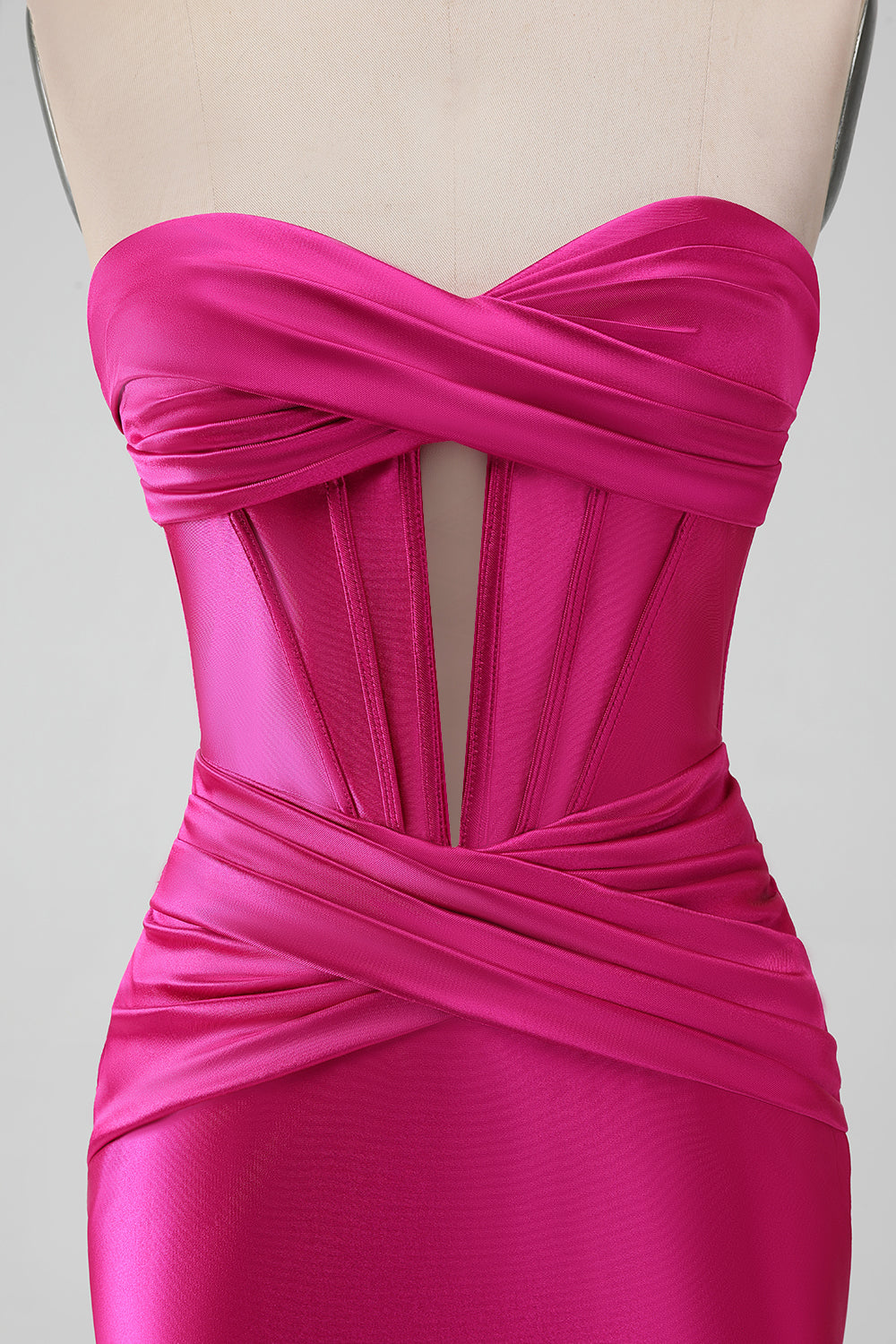 Fuchsia Bodycon Sweetheart Pleated Corset Short Homecoming Dress