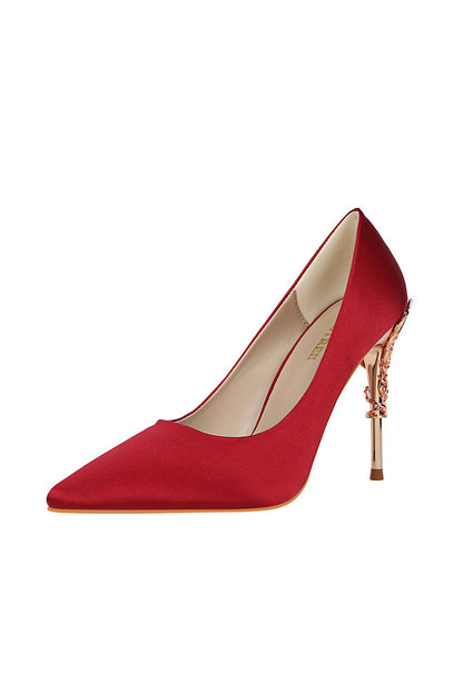 Burgundy Shallow Metal Stiletto Heels