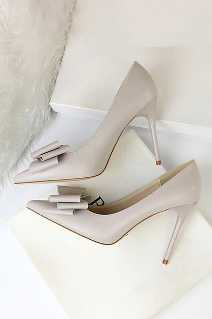 Pink Stiletto Pointy Heels with Bows