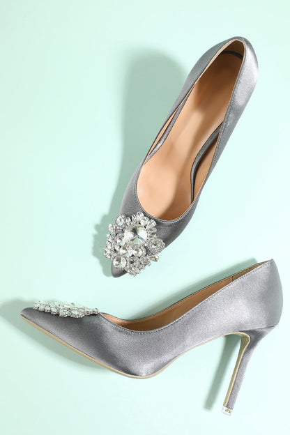 Roycebridal Grey Rhinestone Party Shoes