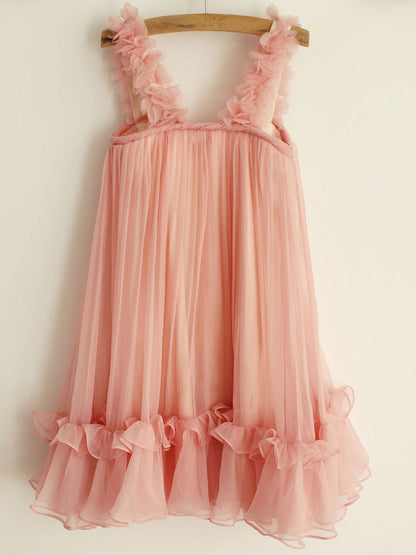 A-line Princess Straps Ruffles Sleeveless Chiffon Short flower girl dresses-showprettydress