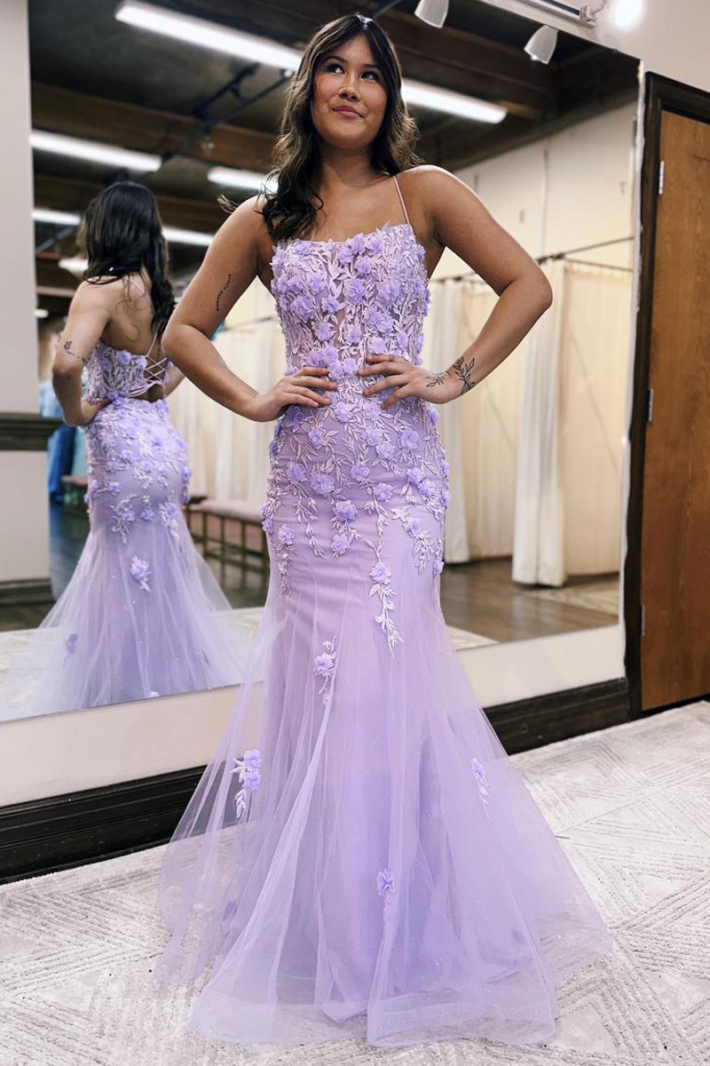 Roycebridal Armani |Lilac Mermaid Scoop Neck Prom Dress with Appliques