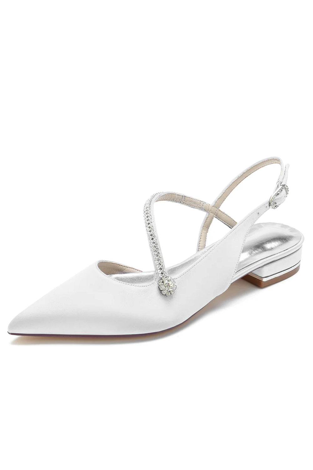 Double Straps Crystal Pointed Toe Mules