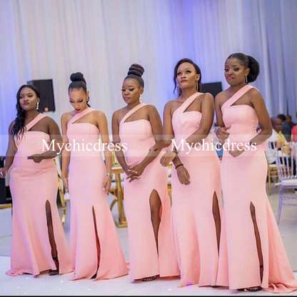 Roycebridal Cheap African Pink Bridesmaid Dresses Mermaid Sexy Long Wedding Guest Dress