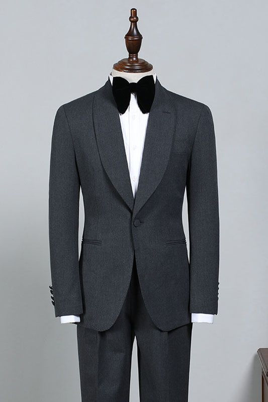 All Black One Button Slim Fit Wedding Suit For Grooms-showprettydress