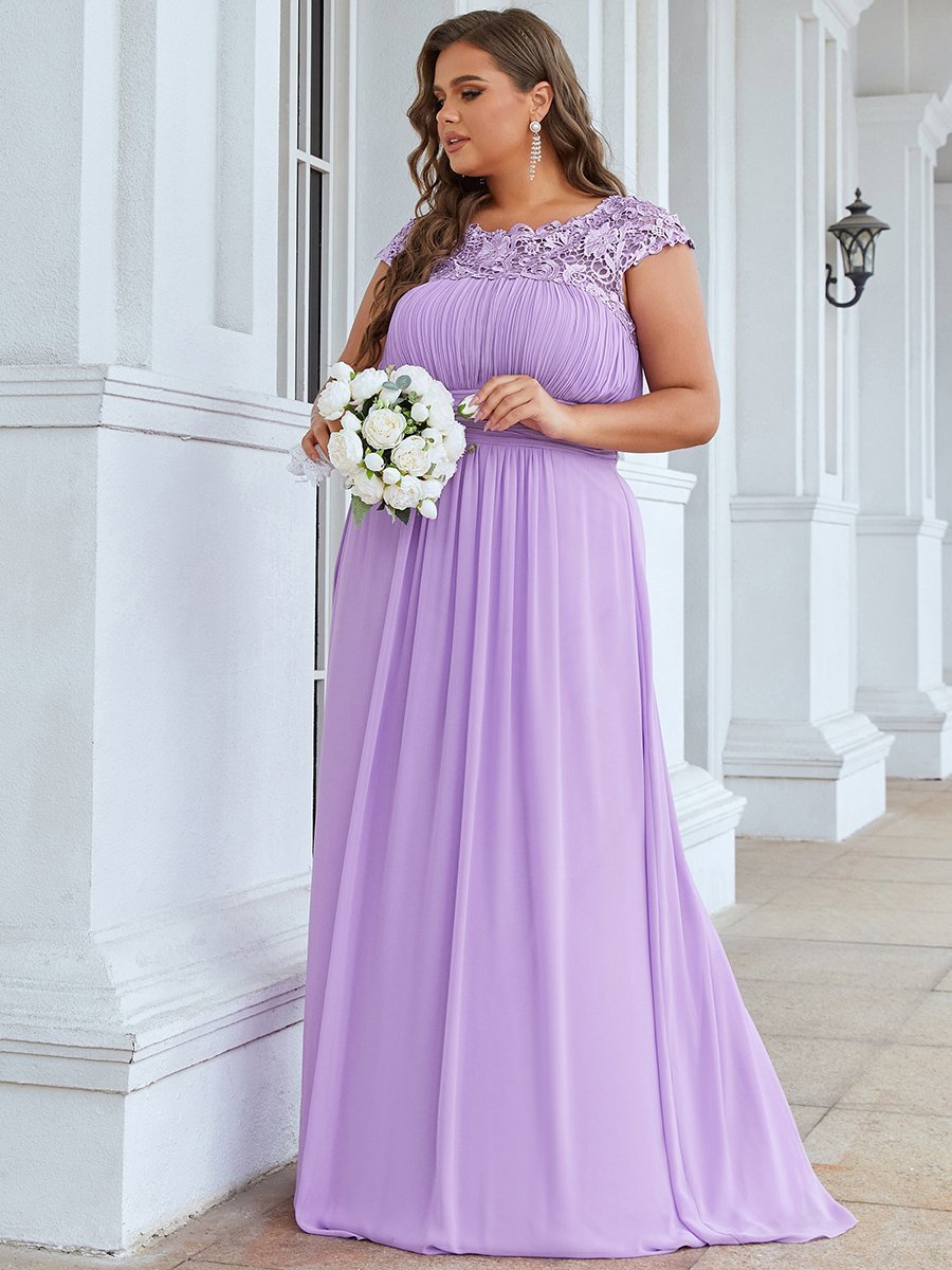 Allanah cap sleeve lace and chiffon bridesmaid dress lighter colors - Bay Bridal and Ball Gowns