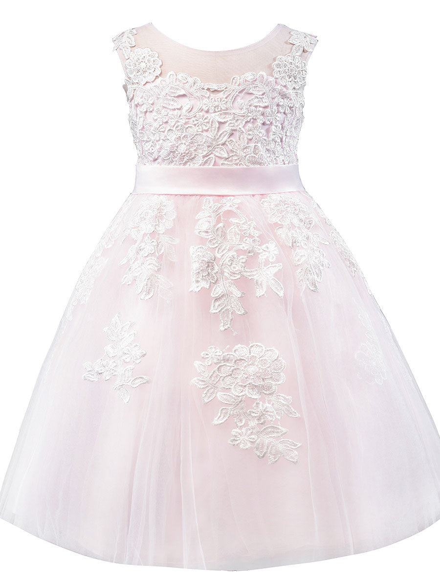 Amazing Jewel Neck Sleeveless Sash Kids Party Dresses-showprettydress