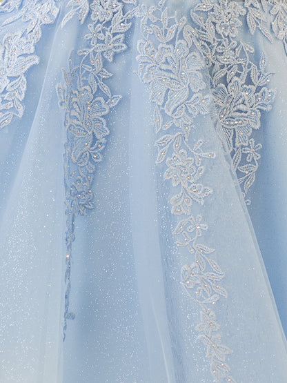 Anisia | A-Line Spaghetti-Straps Sky Blue Lace Homecoming Dress With Appliques