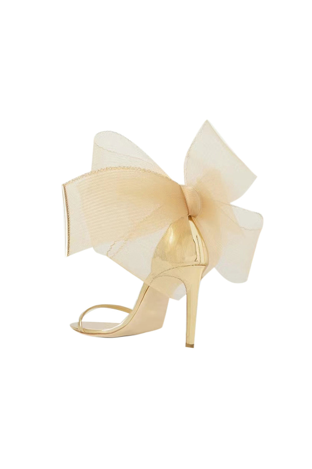 Asymmetric Bow-Embellished Satin High Heel Sandals