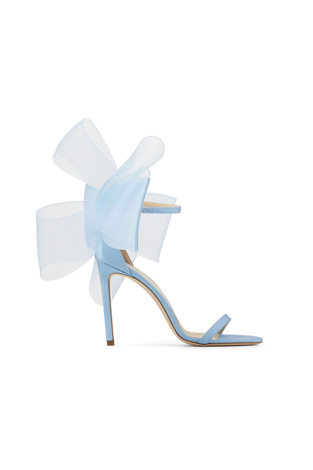 Asymmetric Bow-Embellished Satin High Heel Sandals