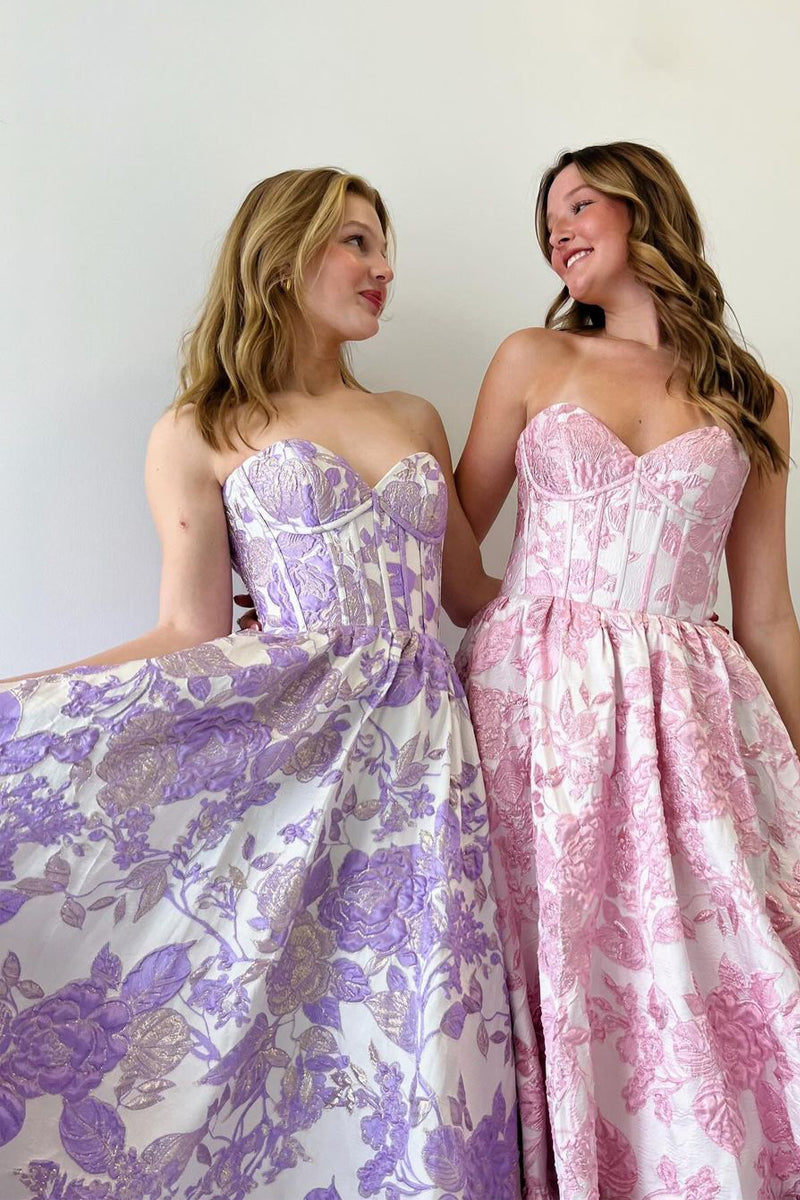 Roycebridal Delice | A-Line Sweetheart Floral Printed Long Prom Dresses