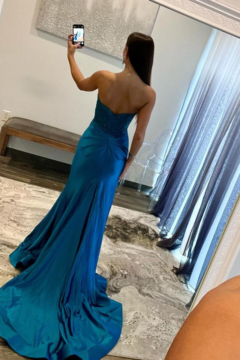 Roycebridal Royal Blue Strapless Mermaid Long Prom Dresses