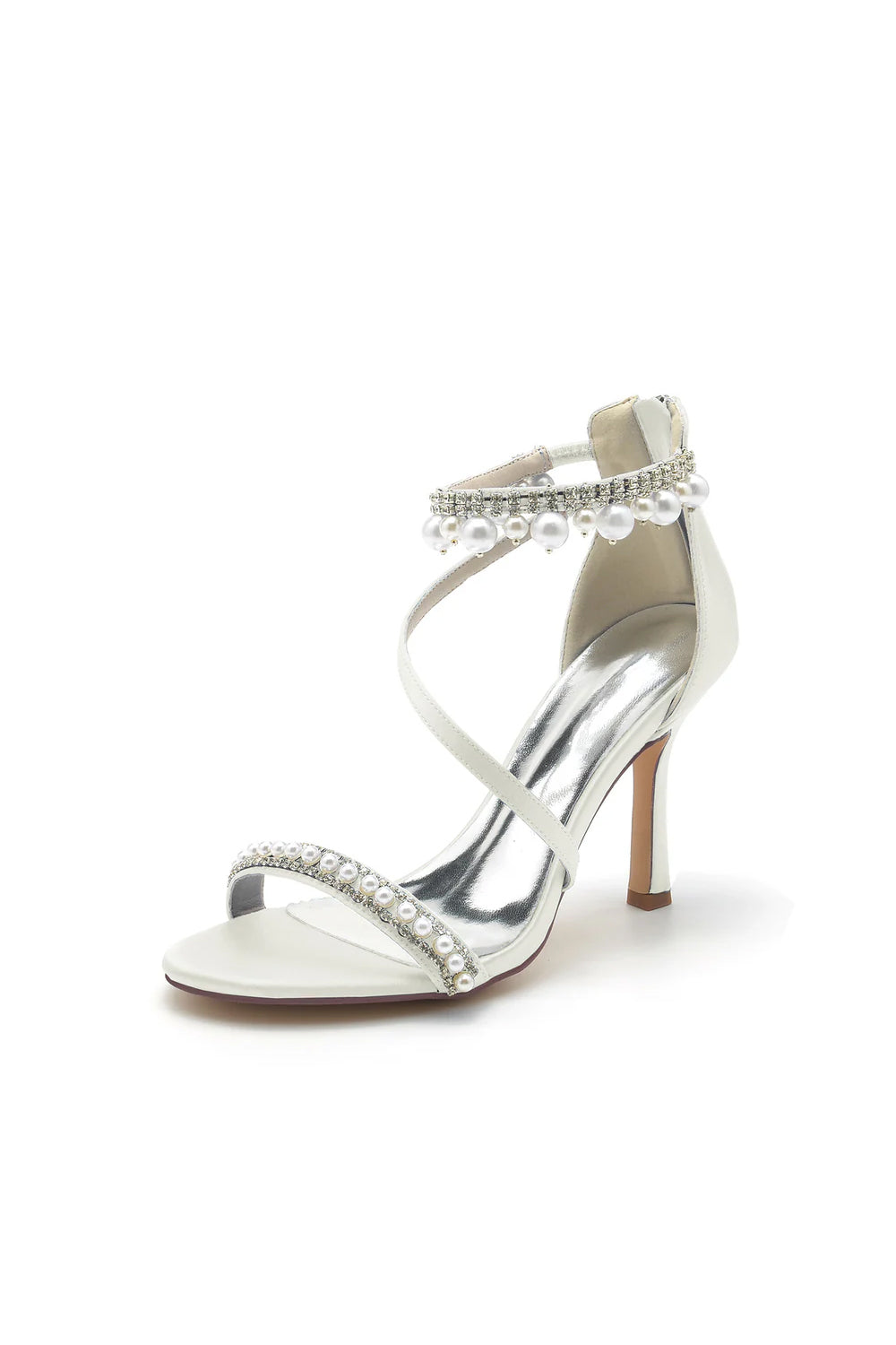 Roycebridal Elegant Single Strap Pearl Beaded Wedding Shoes