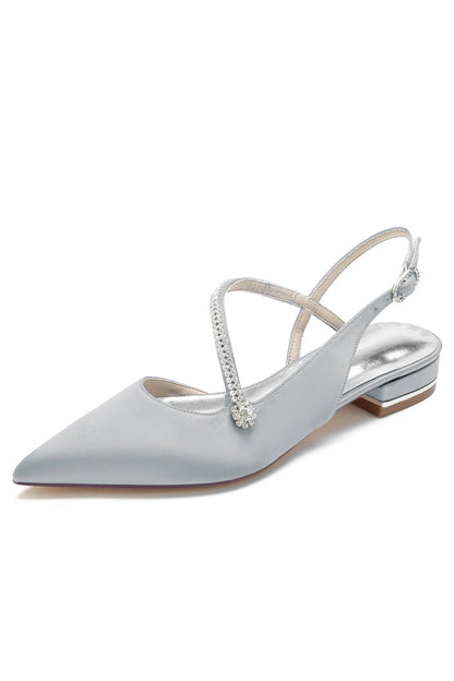 Double Straps Crystal Pointed Toe Mules