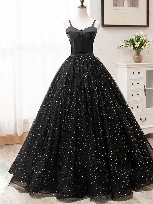 Roycebridal V Neck Glitter Black Long Prom Dress