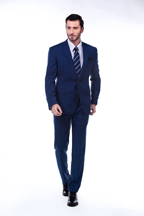 Bespoke Solid Navy Blue Mens Suits for Formal-showprettydress