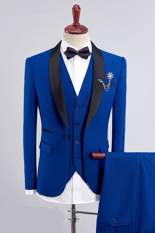 Bespoke Three Pieces Men Suits Royal Blue Men Suit for Wedding-showprettydress