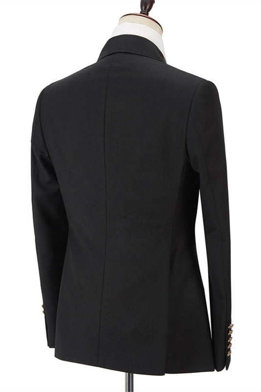 Black Men Suits Online Peak Lapel Blazer with Double Breasted-showprettydress