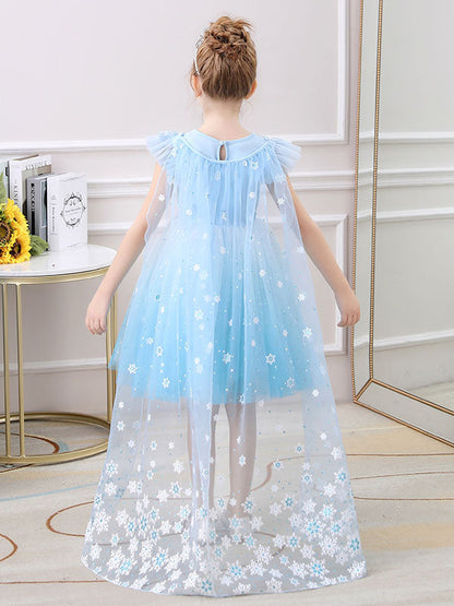 Blue Jewel Neck Lace Sleeveless Short Princess Dress Kids Social Party Dresses-showprettydress