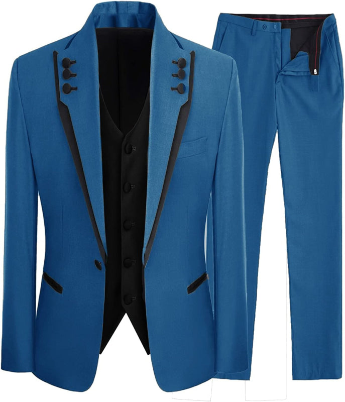 Jay Newest Blue Shawl Lapel Three Pieces Prom Suits