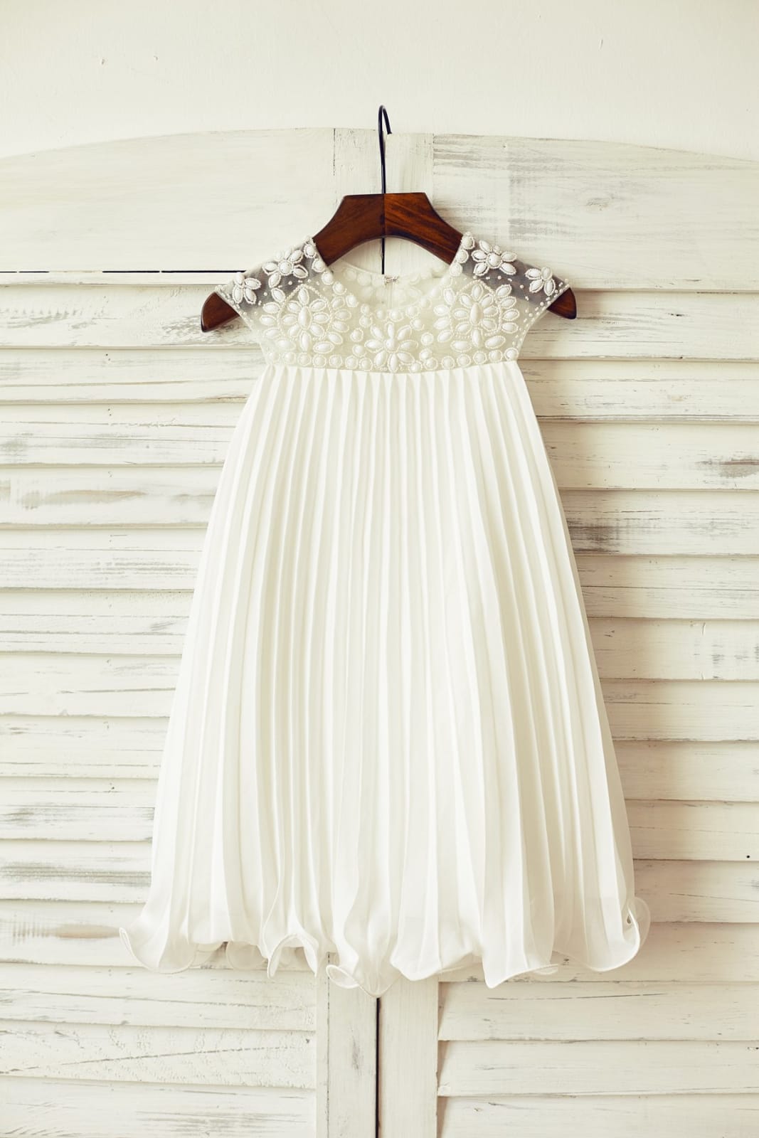 Beaded Ivory Chiffon Flower Girl Dress - 2T / Ivory