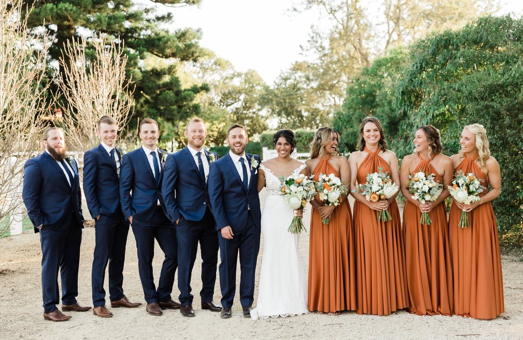 Roycebridal Sexy A-Line Burnt Orange Bridesmaid Dresses Long Halter Backless