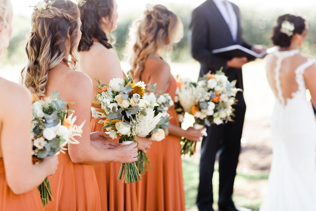 Roycebridal Sexy A-Line Burnt Orange Bridesmaid Dresses Long Halter Backless