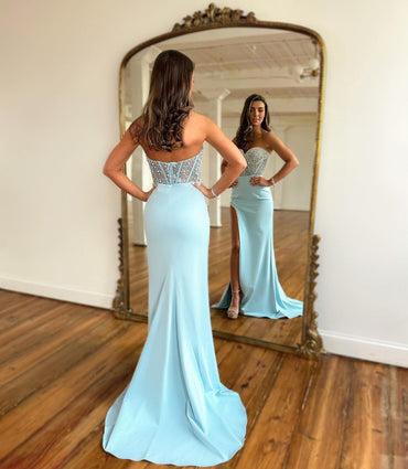 Roycebridal Cielo| Mermaid Sweetheart Mint Long Prom Dresses with Beading