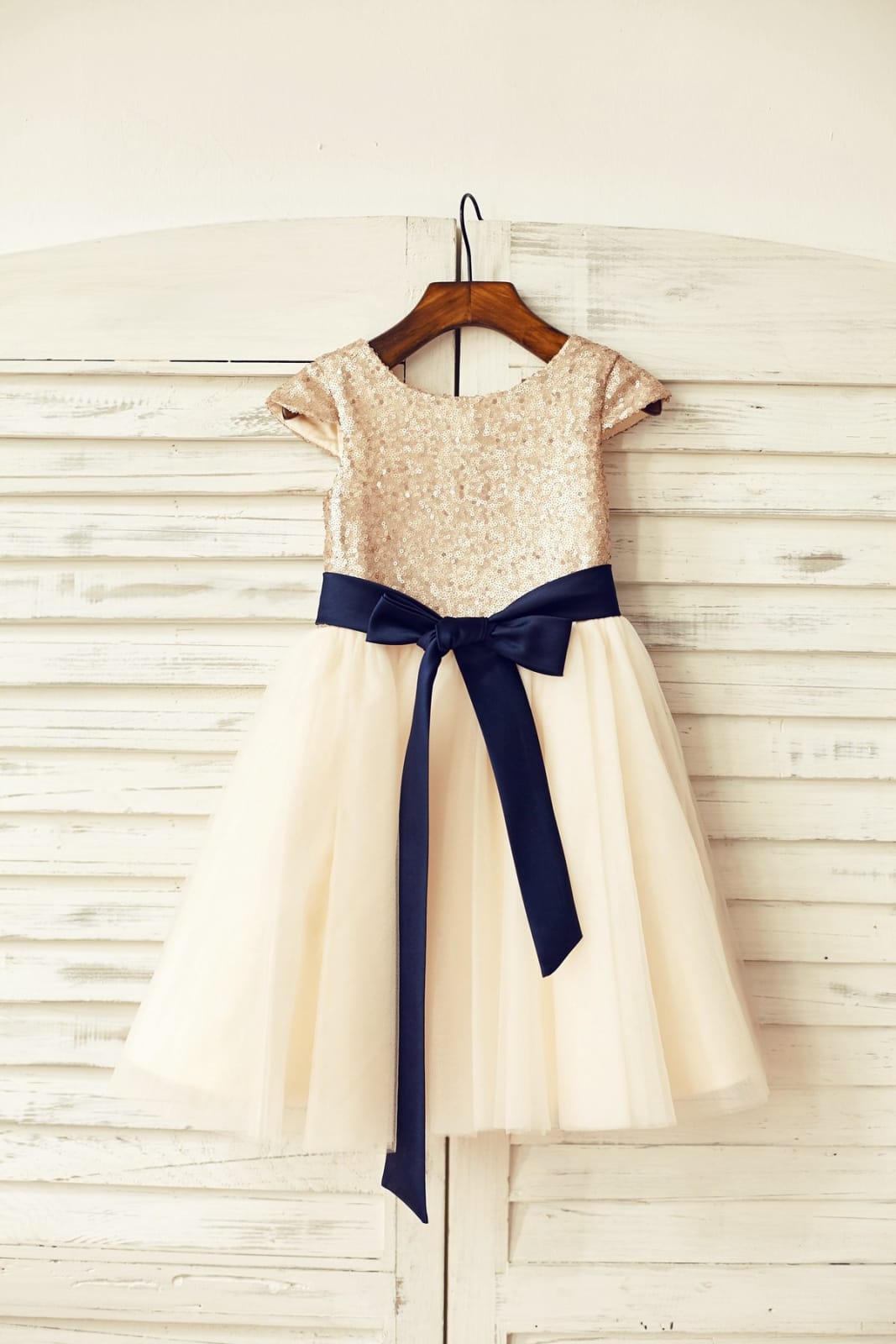 Cap Sleeves Blush Pink Sequin Ivory Tulle Flower Girl Dress 