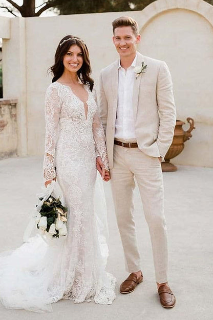 Casual Beach Wedding Groom Suits Online Summer Bespoke Men Suits for Sale-showprettydress