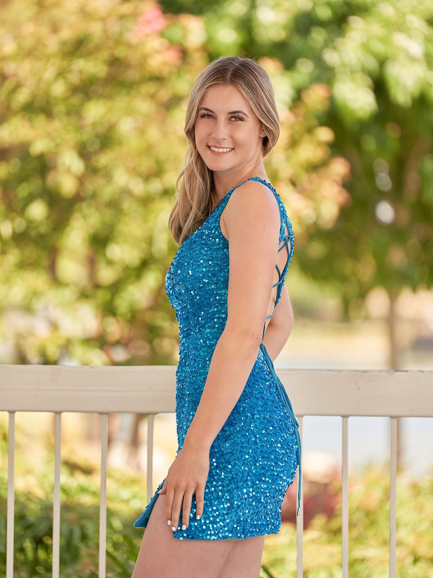 Cate | Sheath One Shoulder Blue Sequin Homecoming Dress With Slit