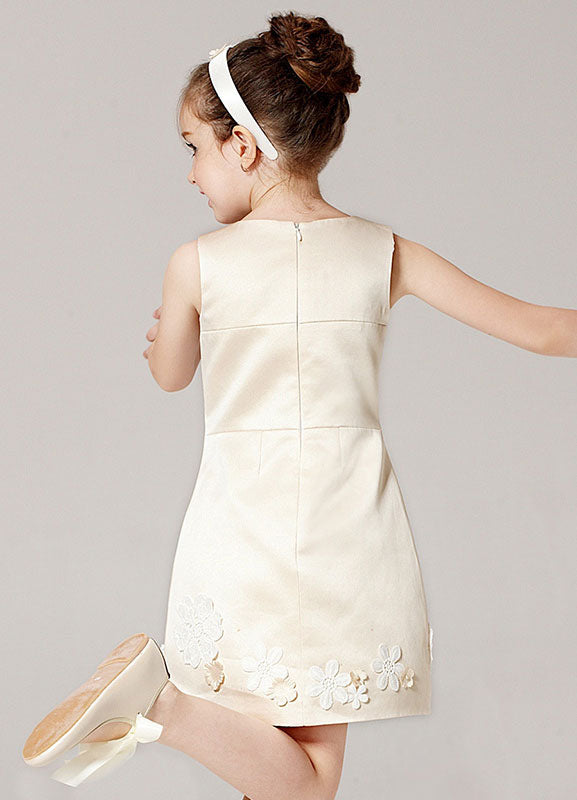 Champagne A-line Flower Applique Beaded Short flower girl dress With Jacket-showprettydress