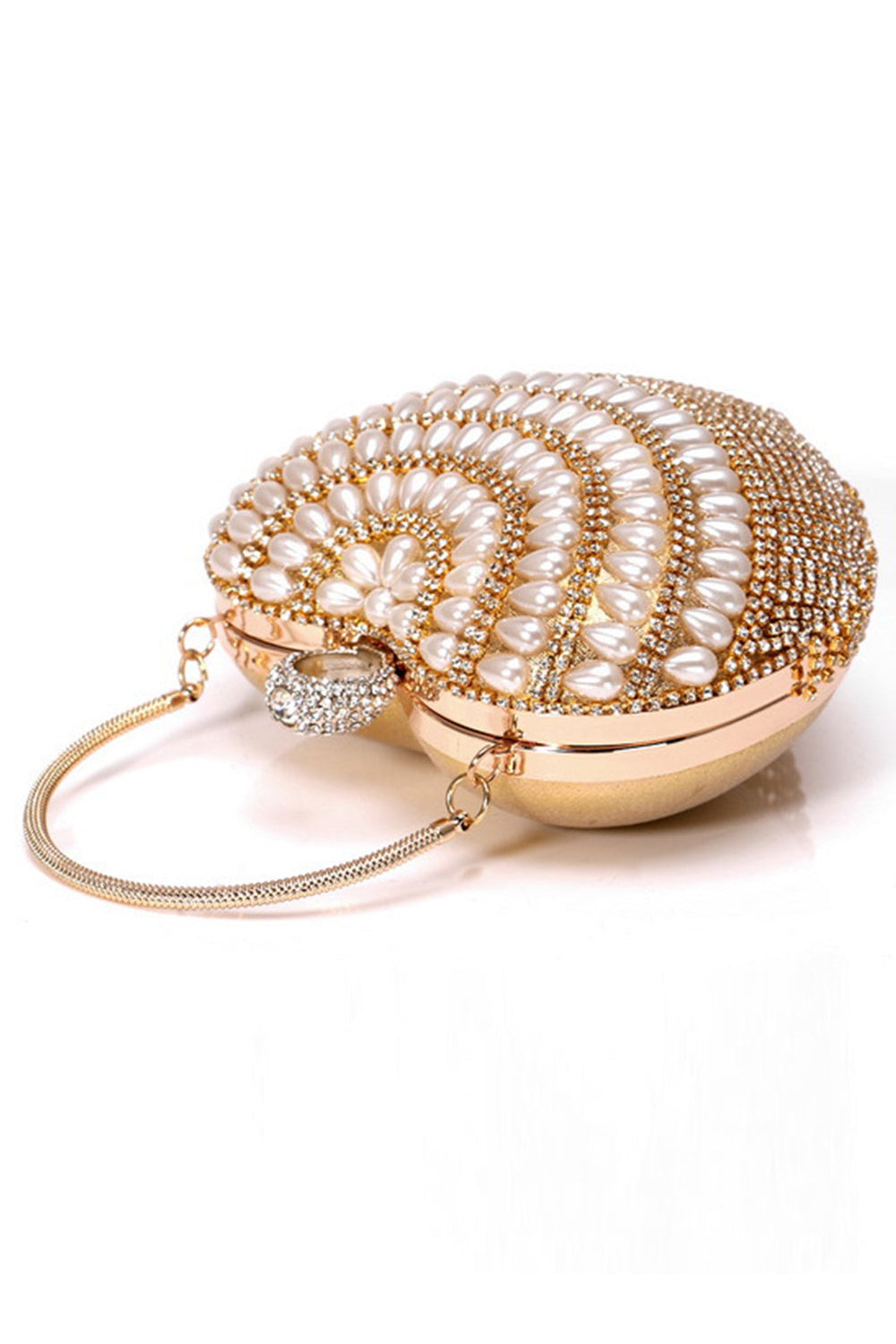 Champagne Beaded Pearls Party Clutch