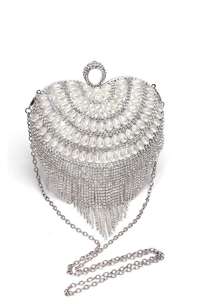 Champagne Beaded Pearls Party Clutch