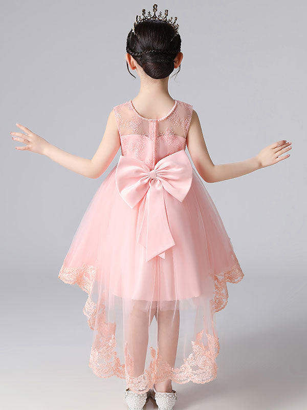 Champagne Color Jewel Neck Sleeveless Beaded Kids Social Party Dresses-showprettydress