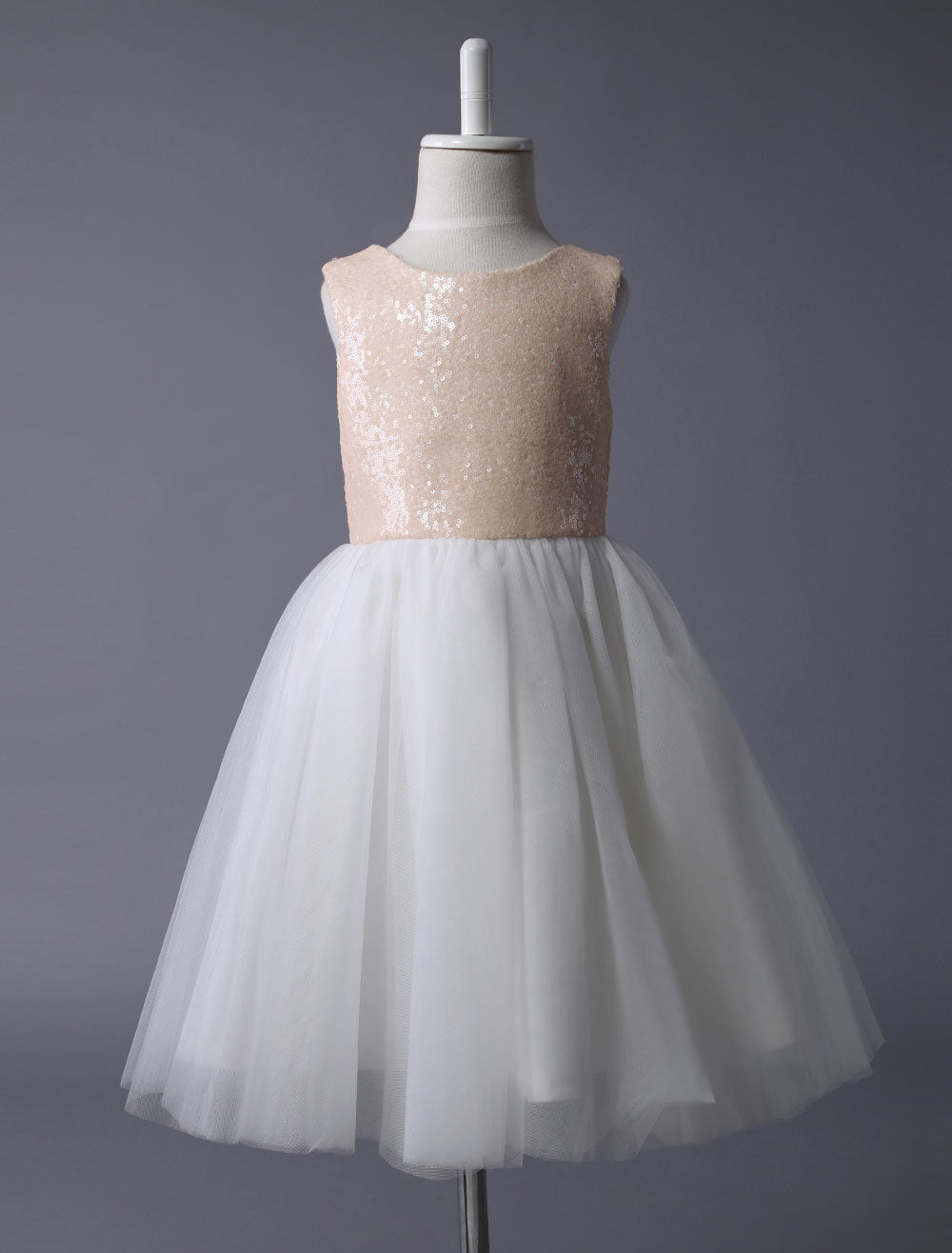 Champagne Sequin Tulle Pageant Dress A-line Short Dinner Dress With Bow Sash-showprettydress