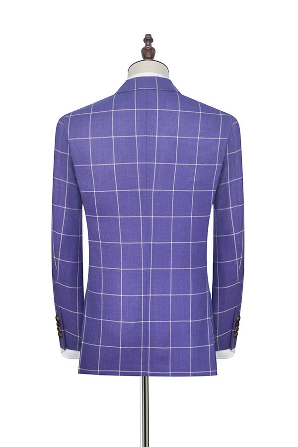 Check Pattern Patch Pocket Purple Mens Suits Notch Lapel Formal Suits for Men-showprettydress